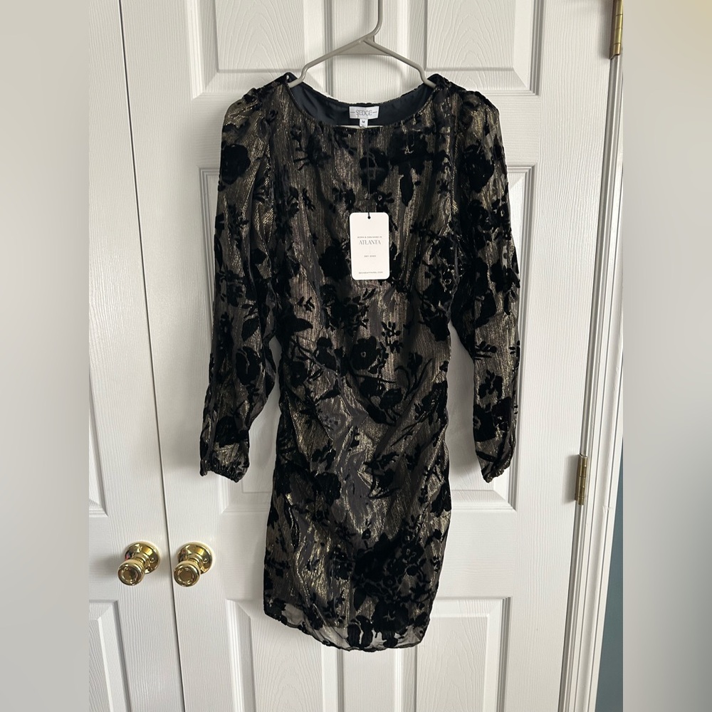 SEDGE Apparel Black and Gold Long Sleeve Dress